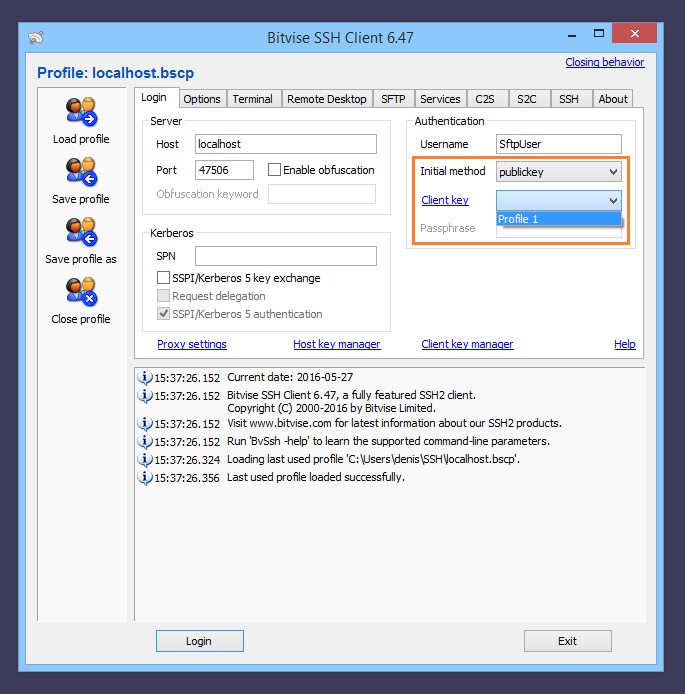 filezilla ssh public key