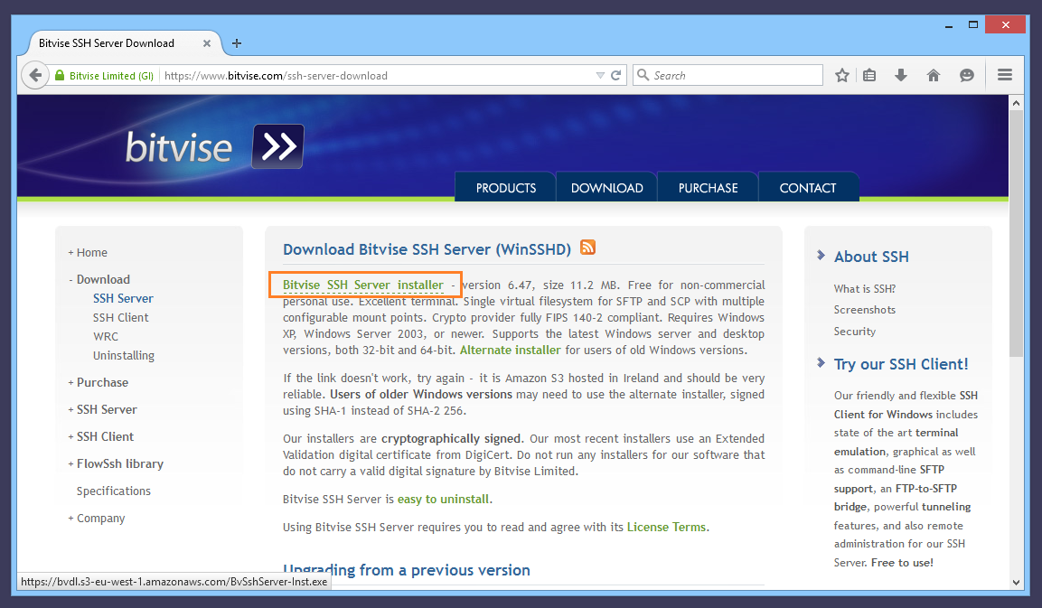 descragar bitvise ssh client