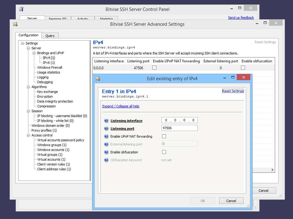 Changing the SSH Server port number | Bitvise